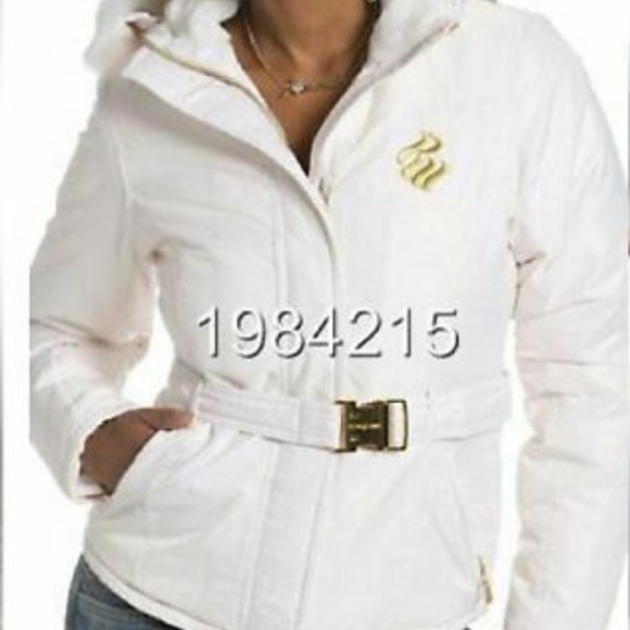 NEW  ROCAWEAR Belted Down Coat BLACK SZ L Y2K 00's - Picture 1 of 17